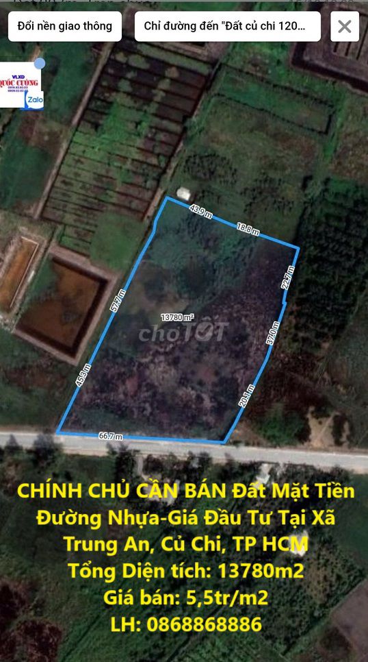 BÁN Đất Mặt Tiền Đường Nhựa-Giá Đầu Tư Tại Xã Trung An, Củ Chi, TP HCM