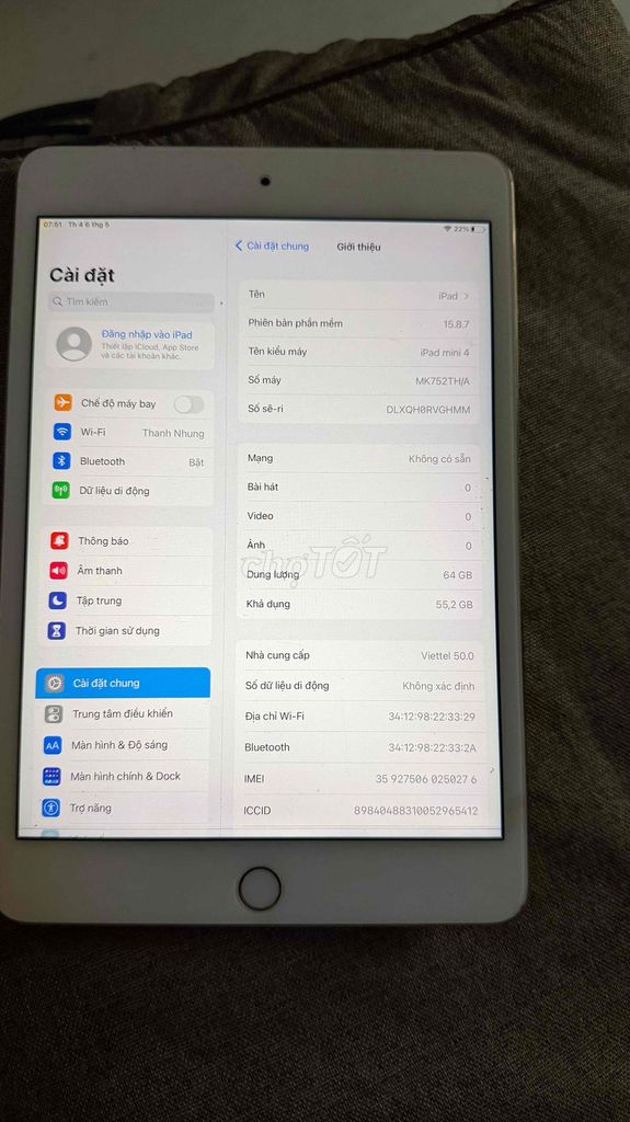 Apple iPad mini 4 64GB giá thanh lí rẻ mua hè. Mua bán Máy tính bảng tại Quận 7 Tp Hồ Chí Minh được đăng bởi Thanh hình 1