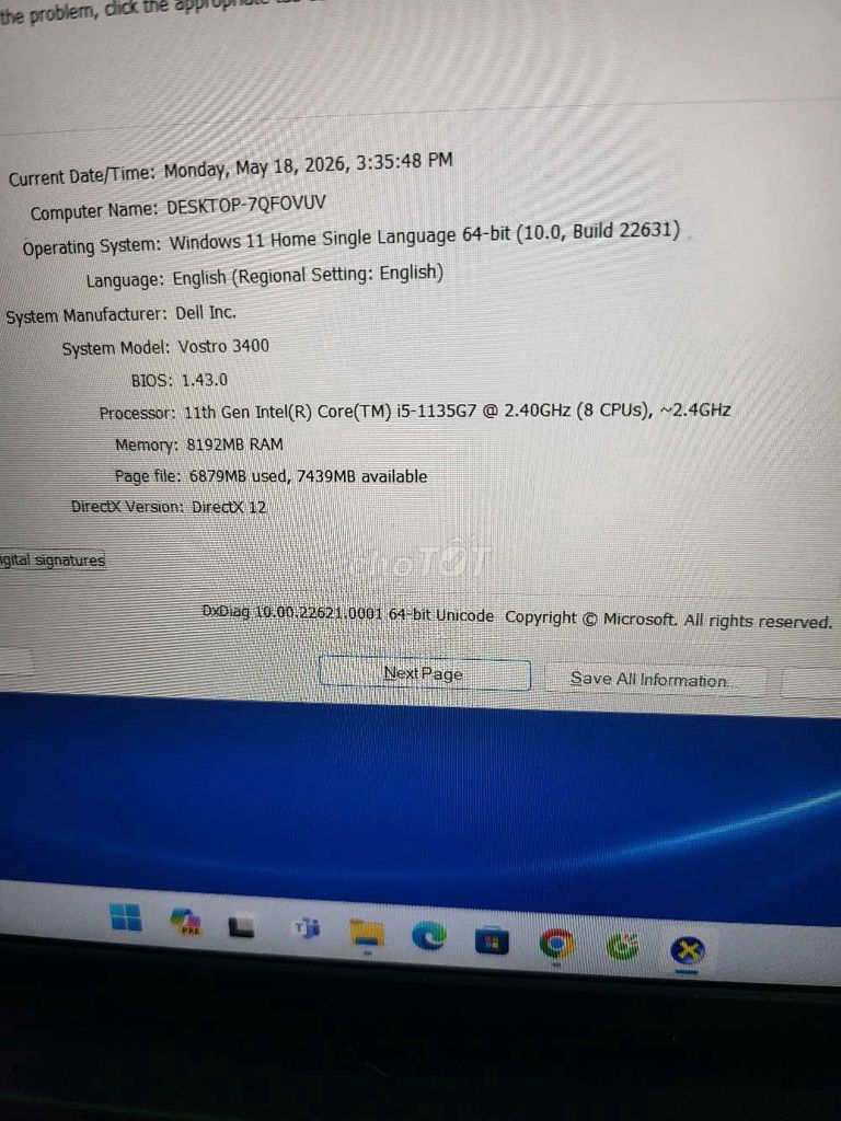 Dell Vostro 3400 i5 8GB/256GB Đen. Mua bán Laptop tại Thị xã Hương Thủy Thừa Thiên Huế được đăng bởi chính phạm  hình 1