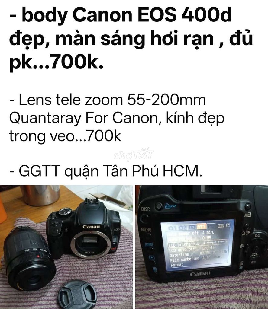 Máy ảnh Canon EOS 400D Đen. Mua bán Máy ảnh, Máy quay tại Quận Tân Phú Tp Hồ Chí Minh được đăng bởi Cường hình 1