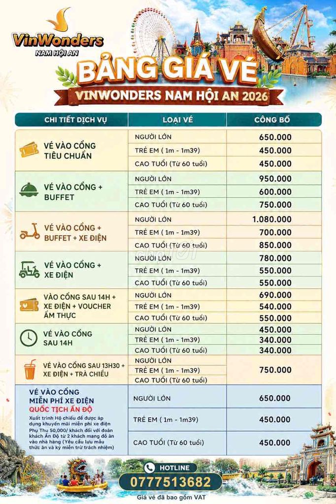 Vé VinWonders Nam Hội An Tiêu chuẩn Người lớn. Du lịch tại Quận Cẩm Lệ Đà Nẵng được đăng bởi Linh Nguyễn hình 1