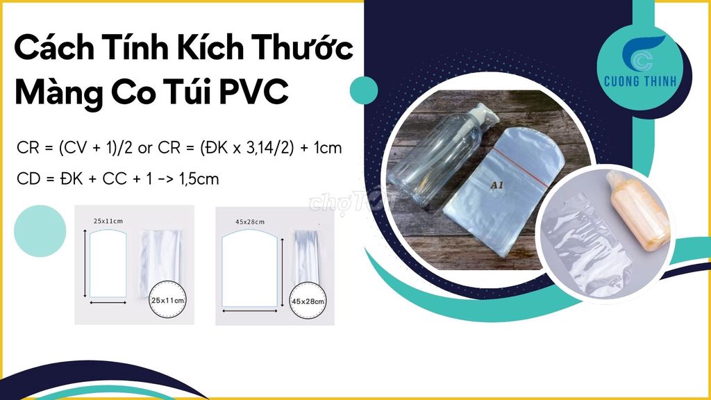 Màng co túi PVC ép cong bọc cho chai lọ mực