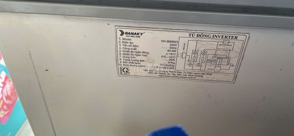 Tủ đông Sanaky VH-3699W3 Inverter 280L Trắng. Mua bán Tủ lạnh tại Thị xã Tân Uyên Bình Dương được đăng bởi Lê Thị Phương hình 1