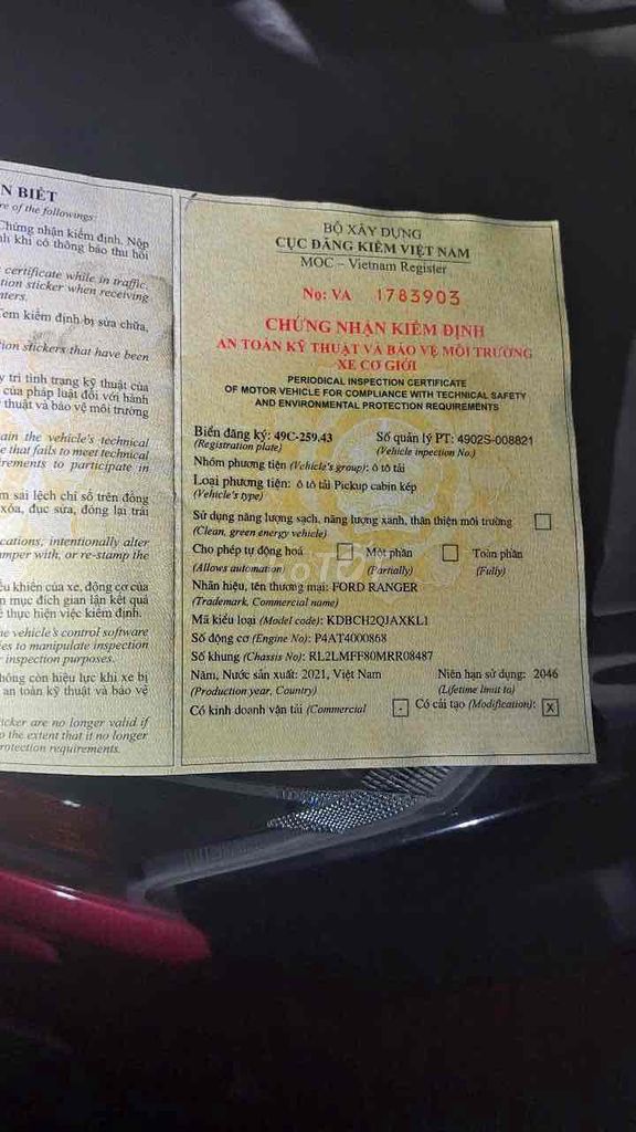 Ford Ranger 2021 XLS 2.2L 4x2 MT - 120000 km. Mua bán Ô tô tại Huyện Krông Búk Đắk Lắk được đăng bởi đức bách hình 15