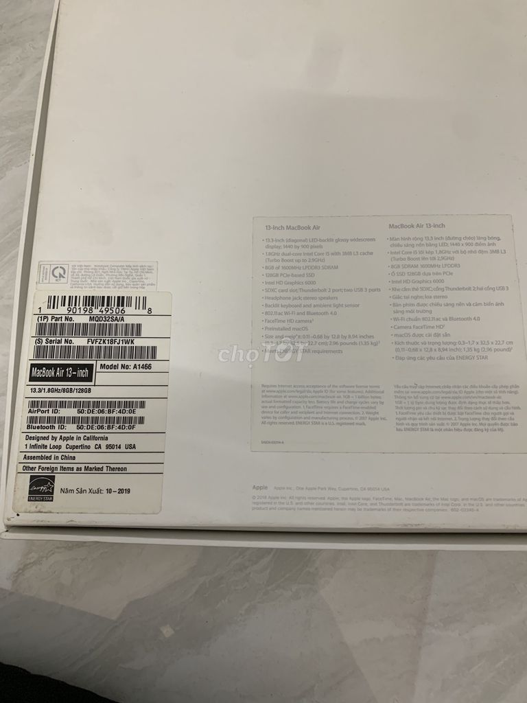 Apple MacBook Air 2017 8GB/128GB Bạc . Mua bán Laptop tại Thành phố Biên Hòa Đồng Nai được đăng bởi Tuấn Vũ hình 1