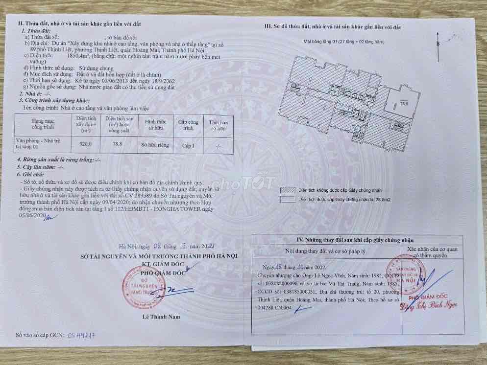 Chính chủ bán kiot tầng 1 - Chung cư hồng hà 89 thịnh liệt