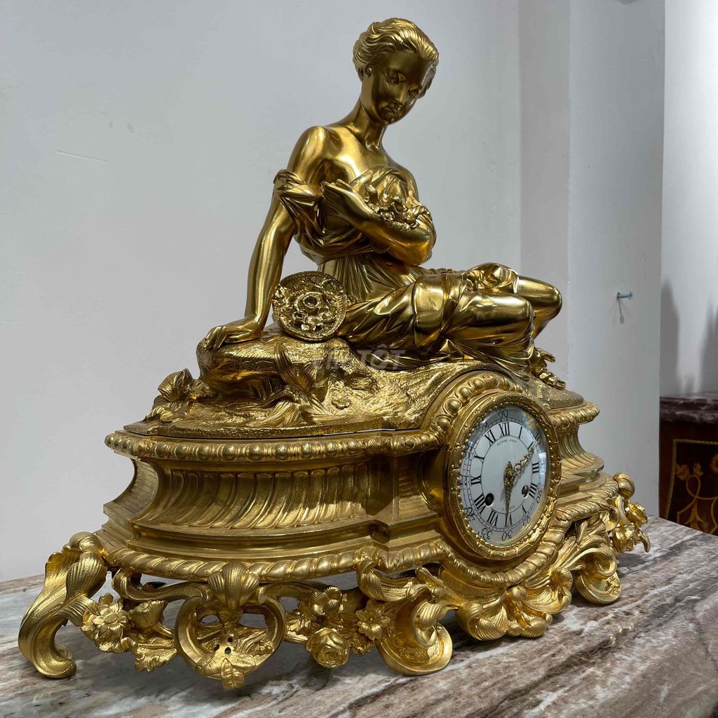 Đồng Hồ Tượng Cổ Thiếu Nữ Lắc Kê Vàng Pháp Thế Kỷ. Mua bán Nội thất, đồ gia dụng khác tại Quận 10 Tp Hồ Chí Minh được đăng bởi Lê Anh Dủng hình 5