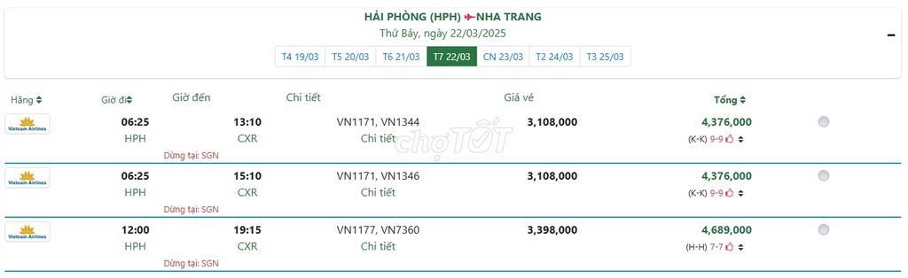 HẢI PHÒNG  NHA 'TRANG  Thứ Bảy, ngày 22/03/20251