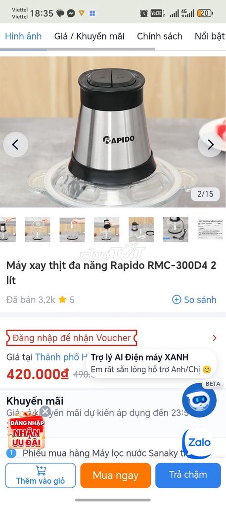 Máy xay thịt Rapido RMC-300D4 2 lít Mới. Mua bán Bếp, lò, đồ điện nhà bếp tại Thị xã Bến Cát Bình Dương được đăng bởi Tú Duy hình 1