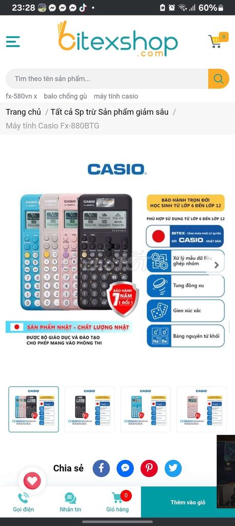Máy tính khoa học Casio Fx-880BTG Đen. Mua bán Đồ dùng văn phòng tại Quận Lê Chân Hải Phòng được đăng bởi Diep Chi hình 1
