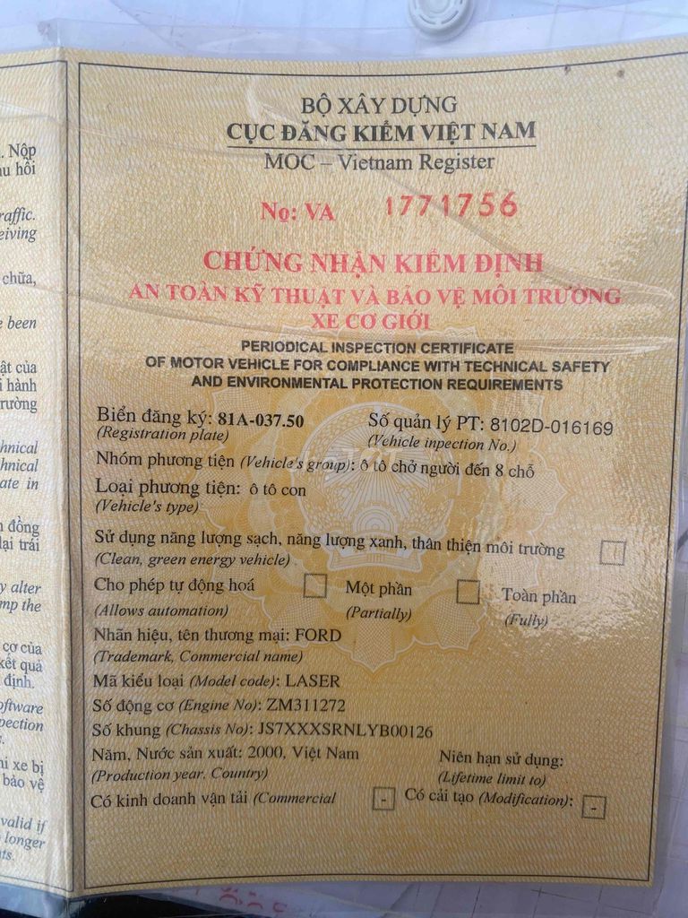 Ford Laser 2001 Deluxe 1.6 MT - 120000 km. Mua bán Ô tô tại Huyện Đắk R'Lấp Đắk Nông được đăng bởi Lê Chí Bình hình 3