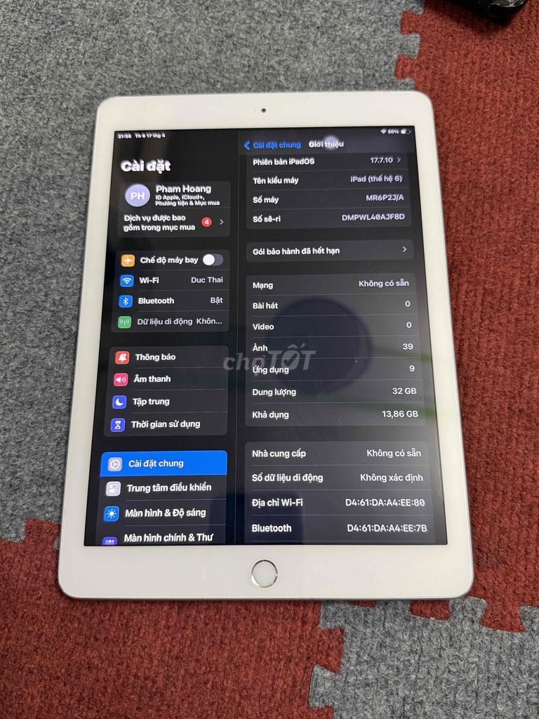 Apple iPad Gen 6 32GB Bạc. Mua bán Máy tính bảng tại Quận Hải An Hải Phòng được đăng bởi Phạm Hoàng hình 1