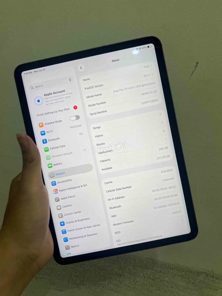 iPad Pro M1 11” 256GB 5G Giá thanh lý. Mua bán Máy tính bảng tại Quận Tân Bình Tp Hồ Chí Minh được đăng bởi TechCare hình 1