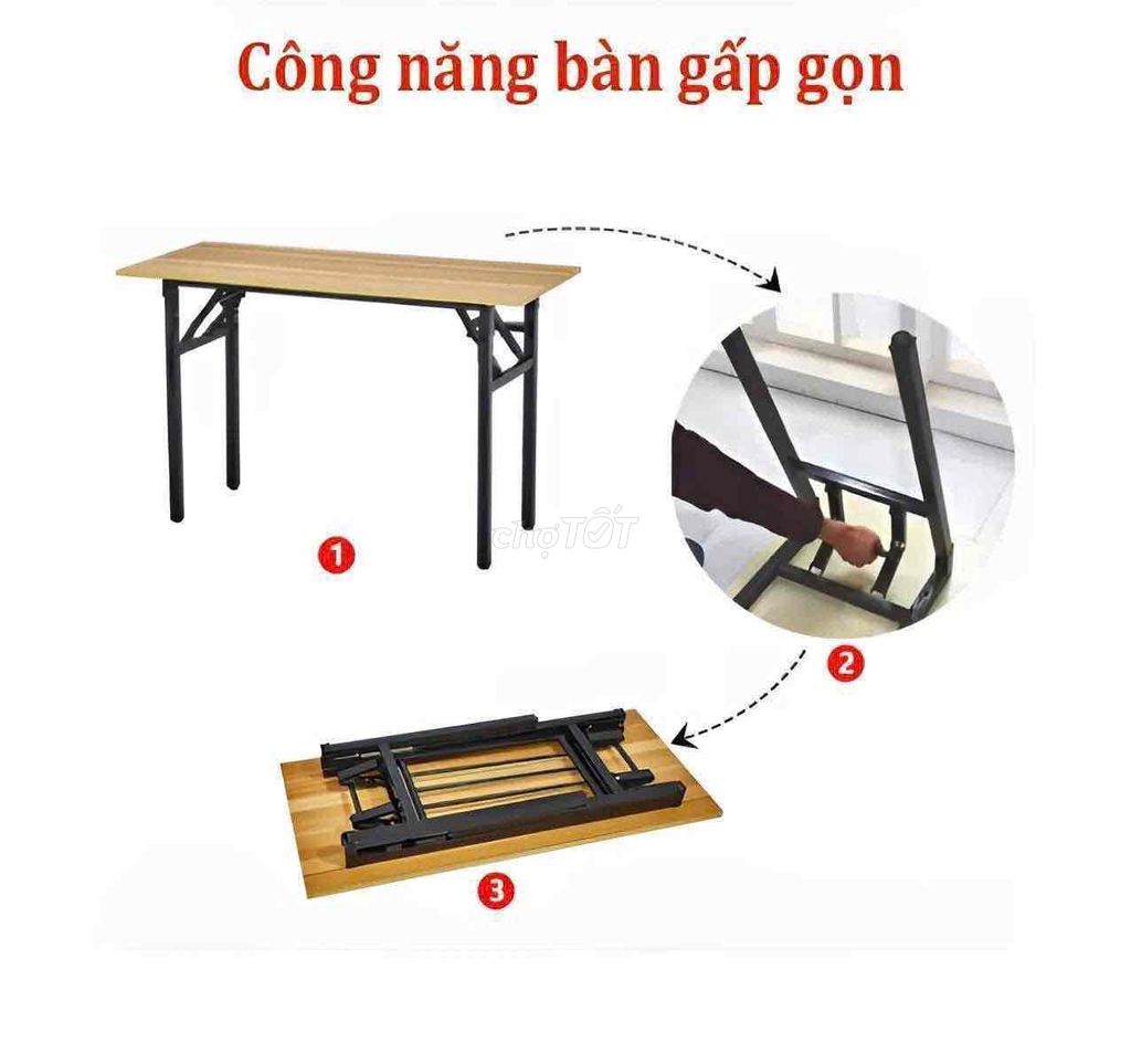 Bàn xếp nhựa cao cấp vinco chân sắt N1mxC0.75