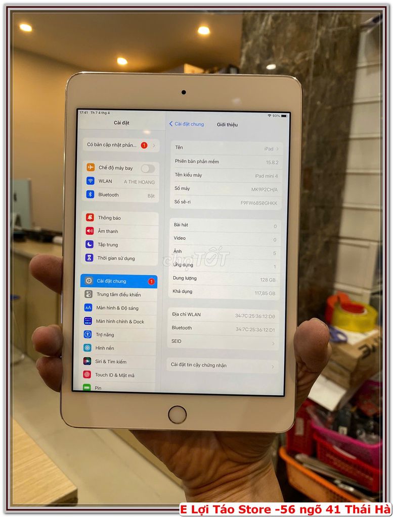 IPAD MINI 4 128GB WIFI – NHỎ GỌN, MƯỢT, GIÁ TỐT 🔥. Mua bán Máy tính bảng tại Quận Đống Đa Hà Nội được đăng bởi Nguyễn Tiến Lợi hình 1