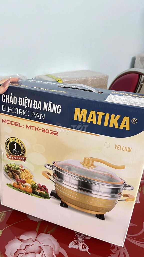 CHẢO ĐIỆN ĐA NĂNG MATIKA MTK-9032 (MÀU VÀNG) SANG