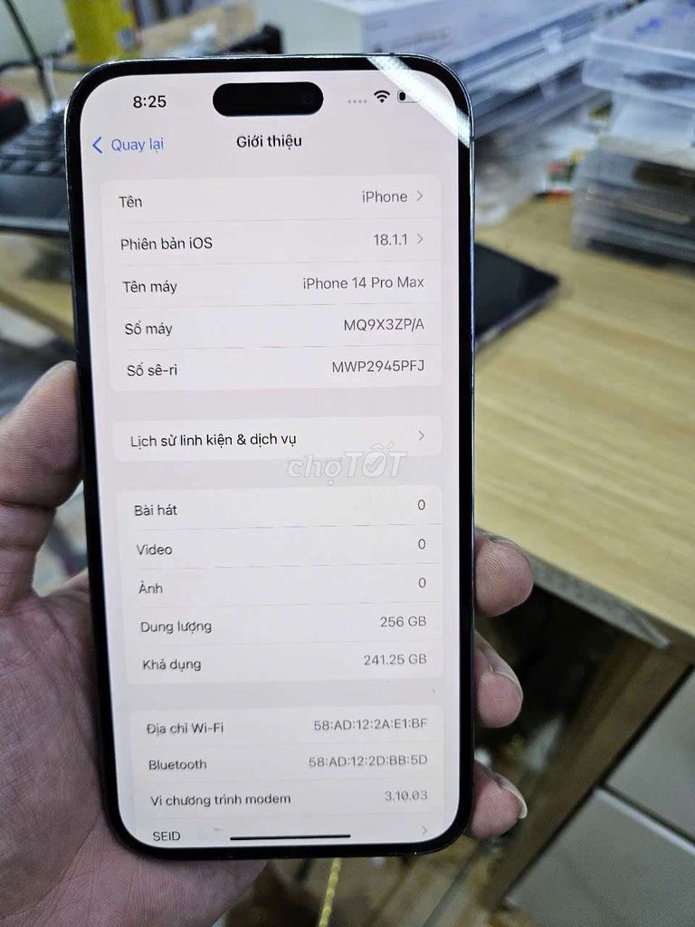 Iphone 14 promax 256G tím, máy có khay sim