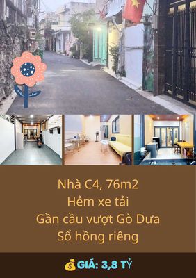 💥Chỉ 3,8 tỷ - Bán căn nhà đẹp mới xây - 76m2 - Gần Cầu Vượt Gò Dưa