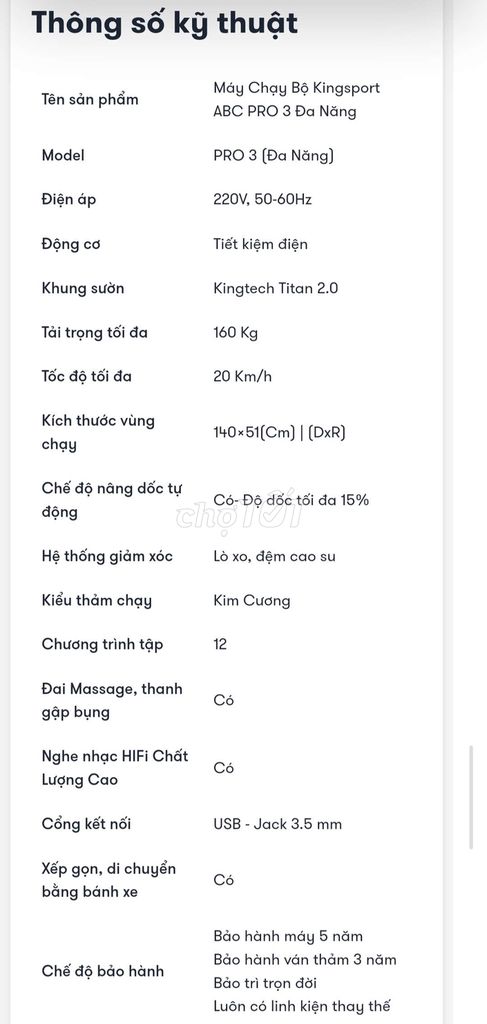 Máy chạy bộ đi bộ Kingsport ABC PRO3 đa năng