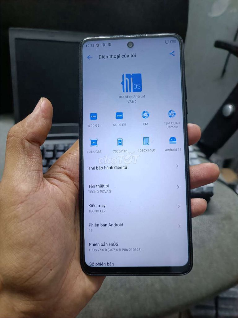 TECNO POVA 2 4GB.64GB PIN 7000 HELIO G85 MƯỢT MÀ