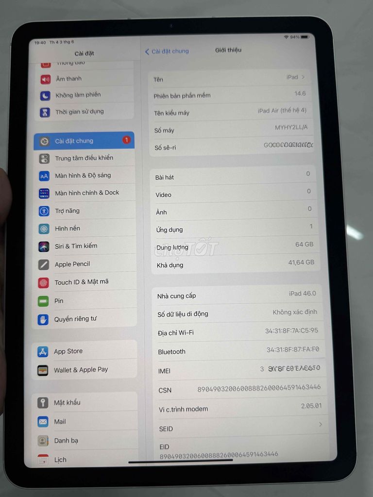 Apple iPad Air 4 64GB 4G. Mua bán Máy tính bảng tại Quận Tân Phú Tp Hồ Chí Minh được đăng bởi IPAD hình 1