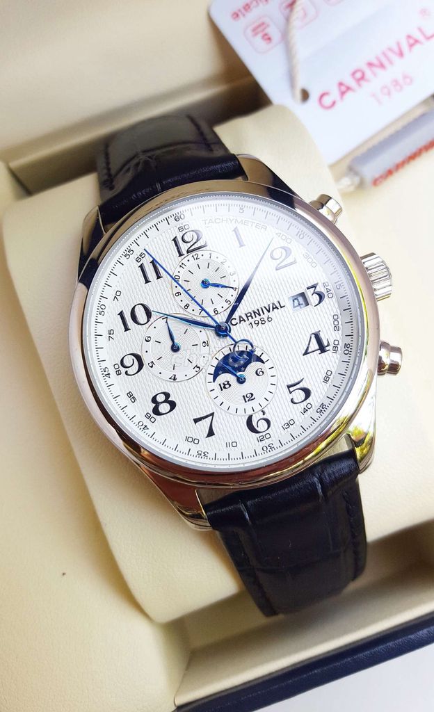 Đồng Hồ Carnival Moon Phase Nam Thép 316L Dây Da. Mua bán Đồng hồ tại Thành phố Thủ Đức Tp Hồ Chí Minh được đăng bởi Hiếu Nguyễn hình 1