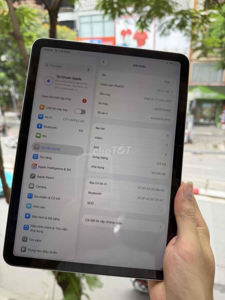 Apple iPad Air M3 11 inch Wi-Fi 128GB. Mua bán Máy tính bảng tại Quận Đống Đa Hà Nội được đăng bởi CITYAPPLE hình 1