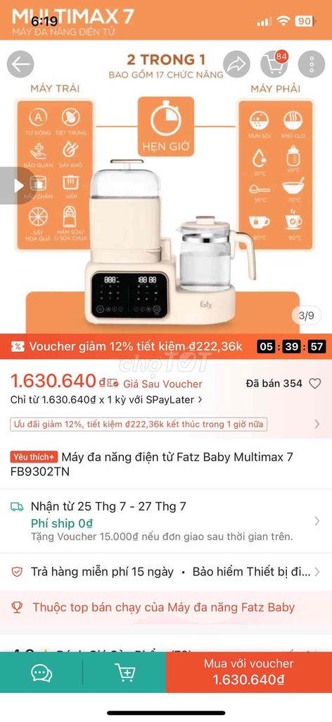 Máy hâm sữa Fatz Baby Multimax 7 Trắng, Vàng đồng. Mua bán Mẹ và bé tại Thành phố Biên Hòa Đồng Nai được đăng bởi anh vũ hình 1