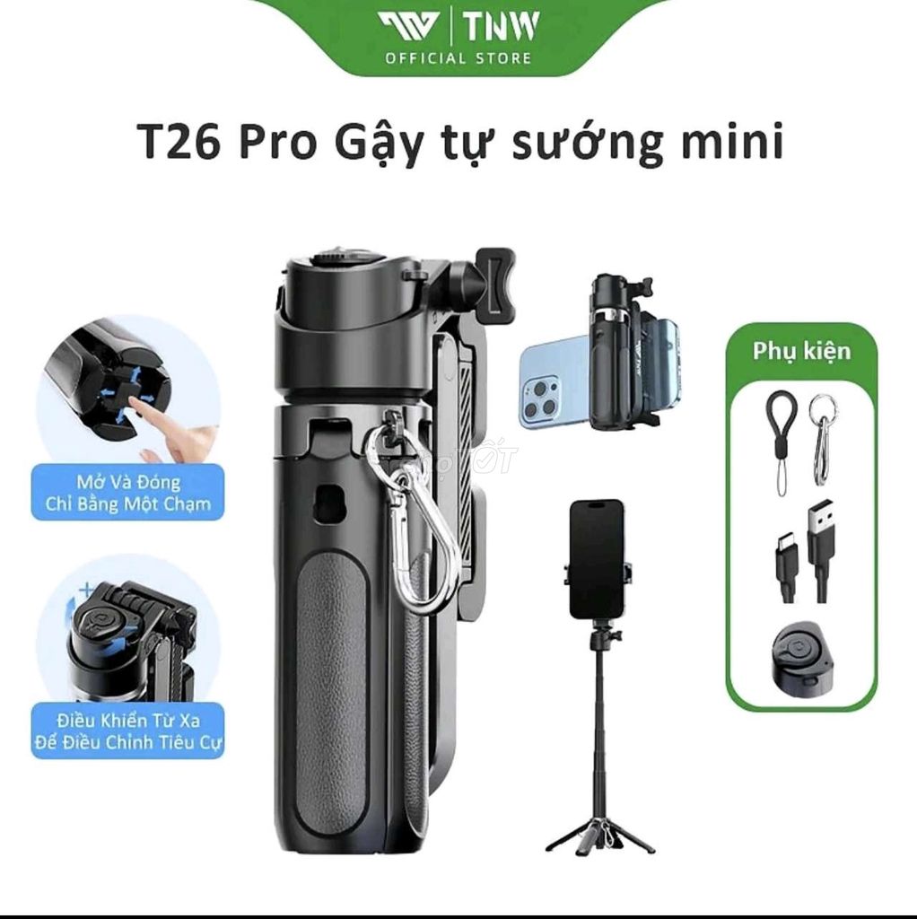 Gậy tự sướng TNW T26 Pro Đen. Mua bán Phụ kiện (Màn hình, Chuột...) tại Huyện Thanh Oai Hà Nội được đăng bởi Đặng Tòn Lừu hình 1