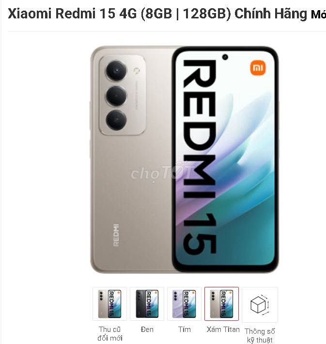 Xiaomi Redmi 15 4G 128GB Tím. Mua bán Điện thoại tại Quận 1 Tp Hồ Chí Minh được đăng bởi Hội Đồ Điện Tử hình 1
