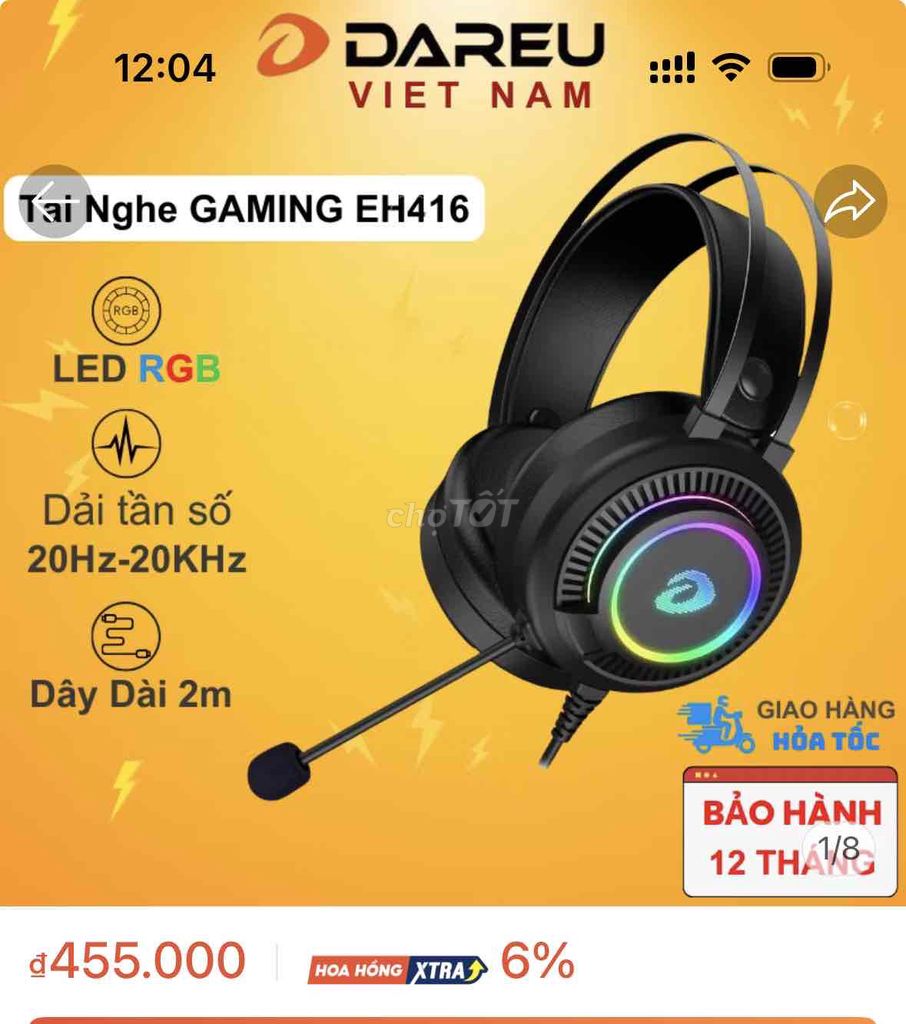 Tai nghe gaming DAREU EH416 Đen còn bh ở Phi Long. Mua bán Tivi, Âm thanh tại Quận Ngũ Hành Sơn Đà Nẵng được đăng bởi nhi hình 1