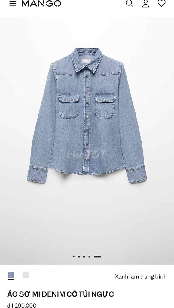 Pass áo sơ mi Mango xanh size XS new 100%. Mua bán Quần áo tại Quận 1 Tp Hồ Chí Minh được đăng bởi Cam  hình 1