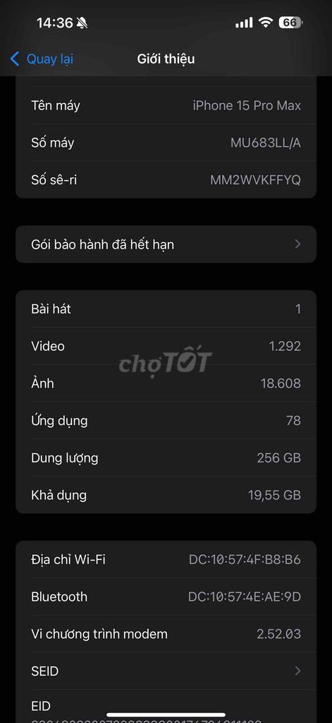 Apple iPhone 15 Pro Max 256GB Titan. Mua bán Điện thoại tại Thành phố Mỹ Tho Tiền Giang được đăng bởi Hoàng Dung hình 1