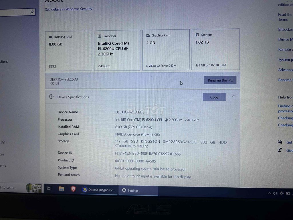 laptop asus i5-6200U 8GB/1.02TB. Mua bán Laptop tại Thành phố Buôn Ma Thuột Đắk Lắk được đăng bởi Tiến Đạt hình 1