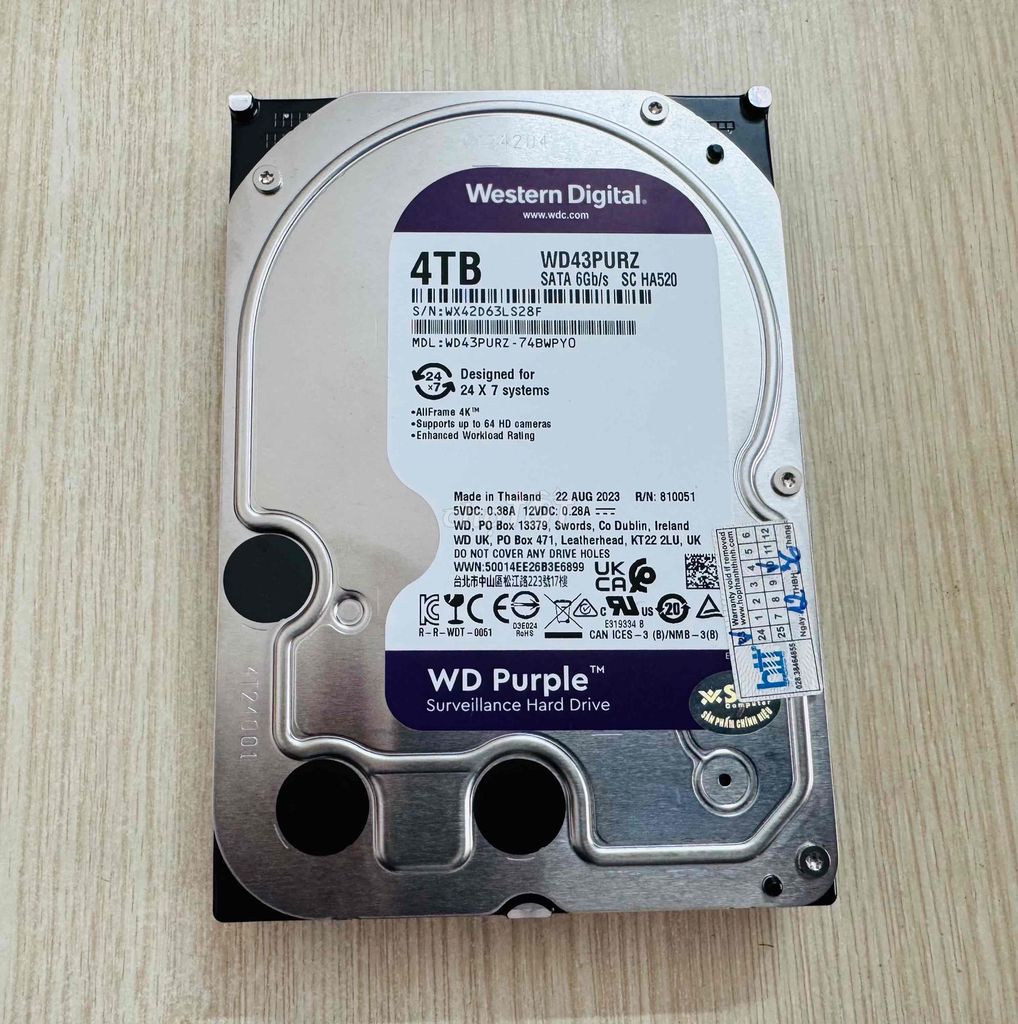 HDD Western Digital Purple 4TB Sk 100% BH 10.2026. Mua bán Linh kiện (RAM, Card...) tại Quận 12 Tp Hồ Chí Minh được đăng bởi Anh Tuan hình 1