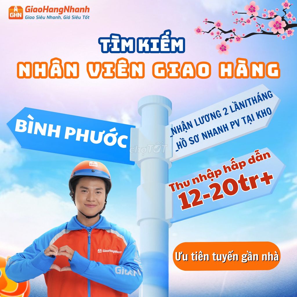 NHÂN VIÊN GIAO HÀNG BÌNH PHƯỚC - THU NHẬP ĐẢM BẢO