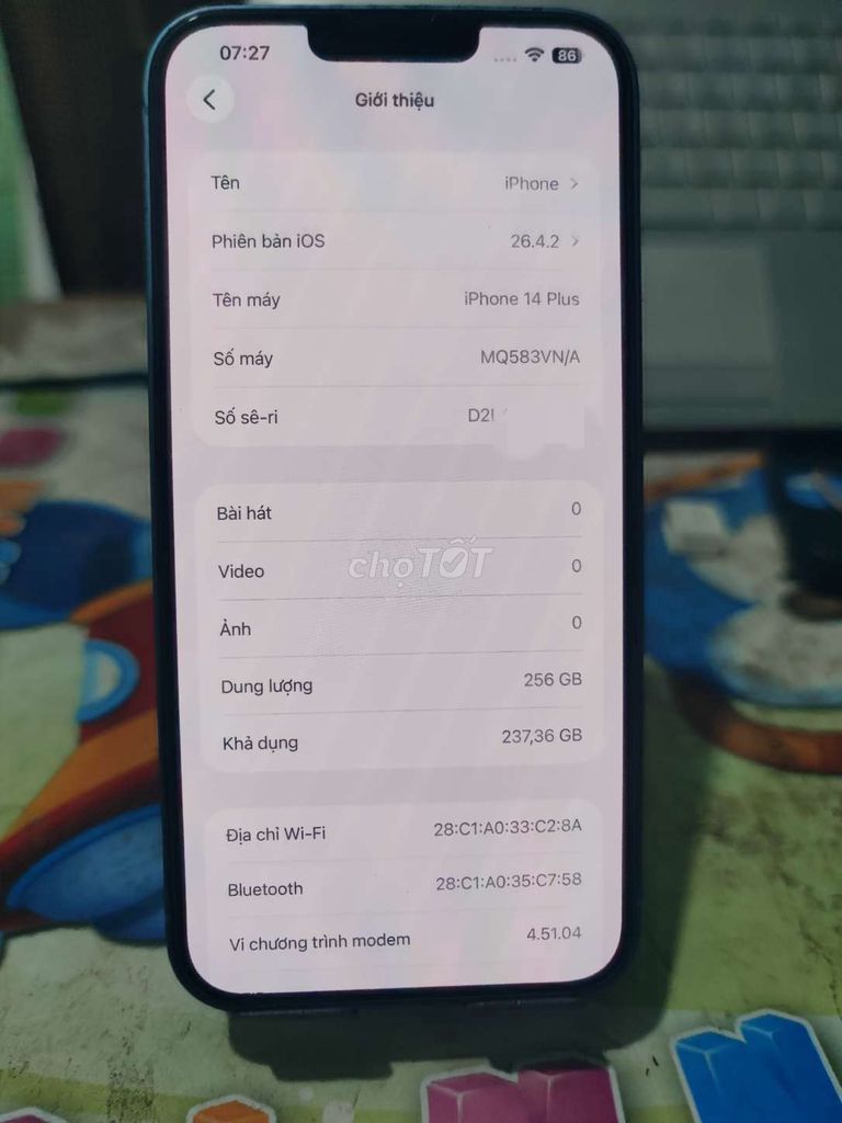 iPhone 14 Plus VN/a  256GB . Mua bán Điện thoại tại Huyện Phong Điền Cần Thơ được đăng bởi NTP  hình 1