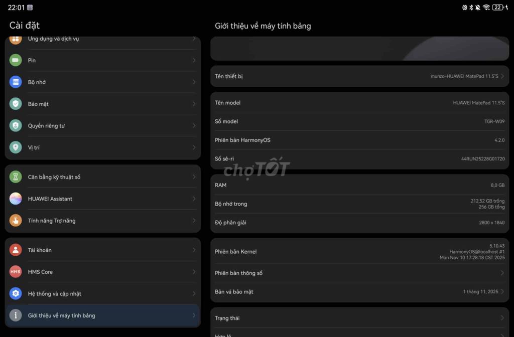 Huawei MatePad 11.5S 8GB/256GB Xám. Mua bán Máy tính bảng tại Quận 1 Tp Hồ Chí Minh được đăng bởi Phu Bui hình 1