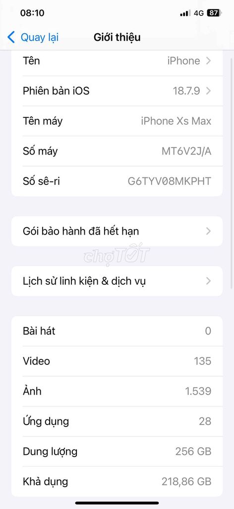 Apple iPhone Xs Max 256GB Trắng. Mua bán Điện thoại tại Thị xã Tân Uyên Bình Dương được đăng bởi Lê Mạnh Cường  hình 1