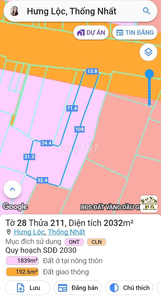 Đất 2000m2 mặt tiền Quốc lộ 1A, có 100m thổ cư xã Hưng Lộc