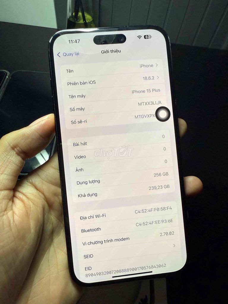 iPhone 15 Plus 256GB zin áp full box. Mua bán Điện thoại tại Huyện Châu Thành Tây Ninh được đăng bởi Xuân Vũ hình 1