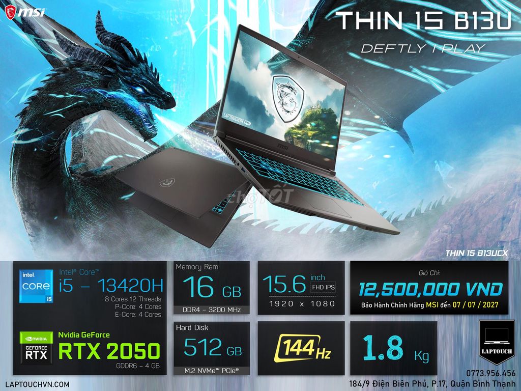 MSI Thin 15 B13UCX [ Like New + BH ]. Mua bán Laptop tại Quận Bình Thạnh Tp Hồ Chí Minh được đăng bởi Cửa Hàng Máy Tính Laptouch VN hình 1
