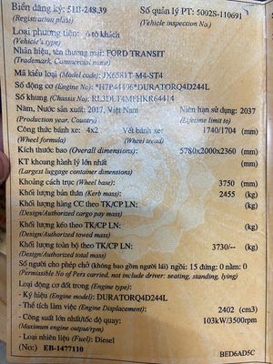 Ford Transit 2017 Luxury - 57940 km. Mua bán Ô tô tại Thành phố Thủ Đức Tp Hồ Chí Minh được đăng bởi Quý Lê