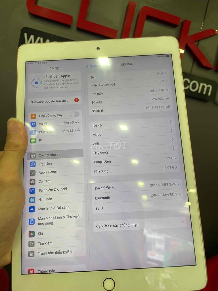 iPad (thế hệ 7) 32GB Vàng đẹp mới thay pin. Mua bán Máy tính bảng tại Quận Tân Bình Tp Hồ Chí Minh được đăng bởi Trần Gia Hưng hình 1