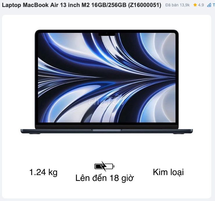 COMBO MacBook Air M2 16GB/256 - PHÍM CHUỘT APPLE. Mua bán Laptop tại Thị xã Tân Uyên Bình Dương được đăng bởi Đặng Trí hình 1