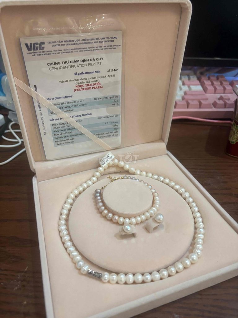 Bộ trang sức Ngọc trai nuôi Trắng 8.0-9.0 mm Nữ. Mua bán Phụ kiện thời trang khác tại Quận Thanh Xuân Hà Nội được đăng bởi Lê Hoàng Mai Uyên hình 1