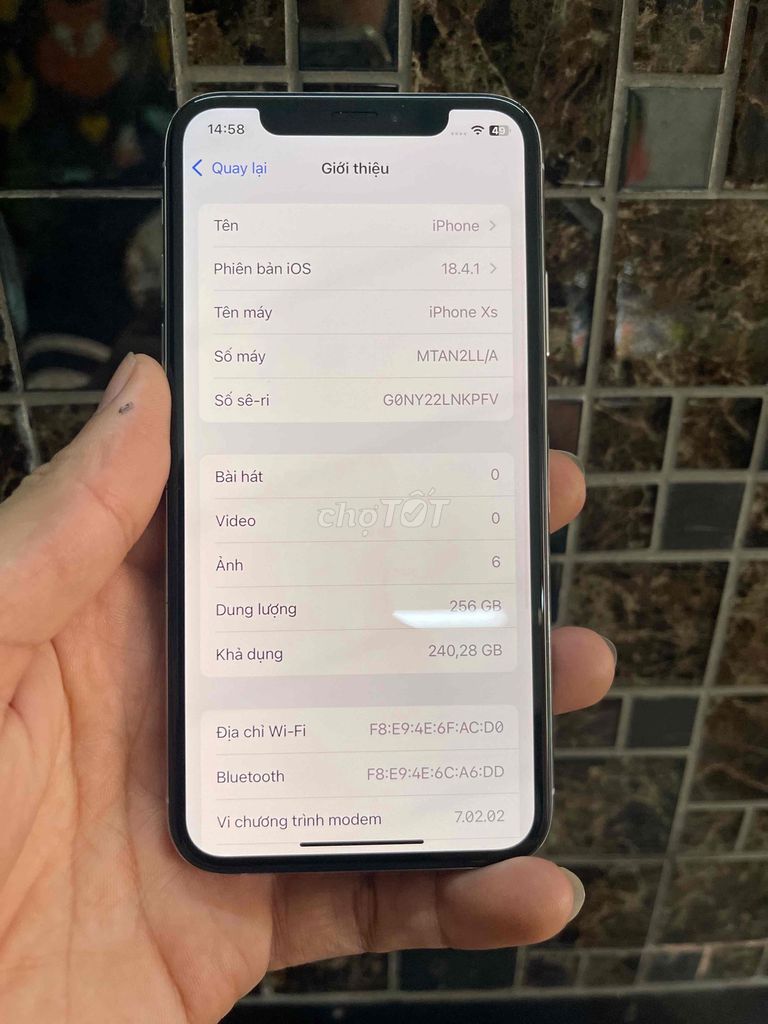 Apple iPhone Xs 256GB Trắng Máy zin full. Mua bán Điện thoại tại Quận Long Biên Hà Nội được đăng bởi Vũ Thắng hình 1