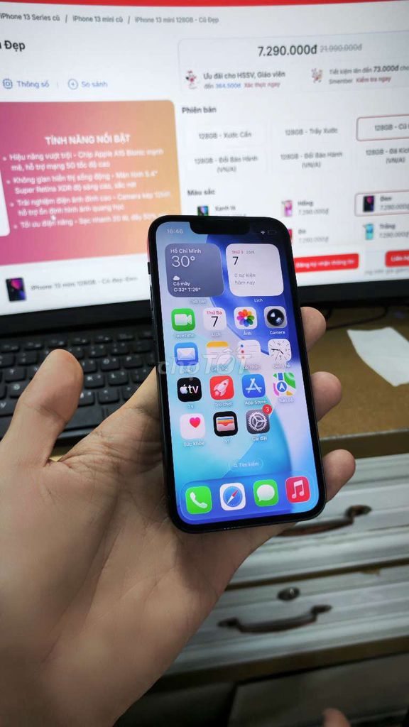 Apple iPhone 13 Mini 128GB Việt Nam 98%. Mua bán Điện thoại tại Thành phố Bến Tre Bến Tre được đăng bởi mac store hình 1
