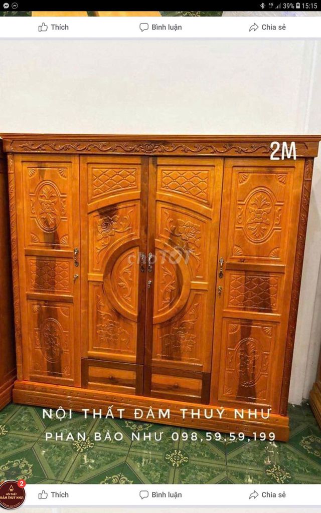 Thanh lý Tủ quần áo gỗ thao lao 2m mới 99% giá 8tr. Mua bán Tủ, kệ gia đình tại Thành phố Sa Đéc Đồng Tháp được đăng bởi Bất Động Sản Store hình 1
