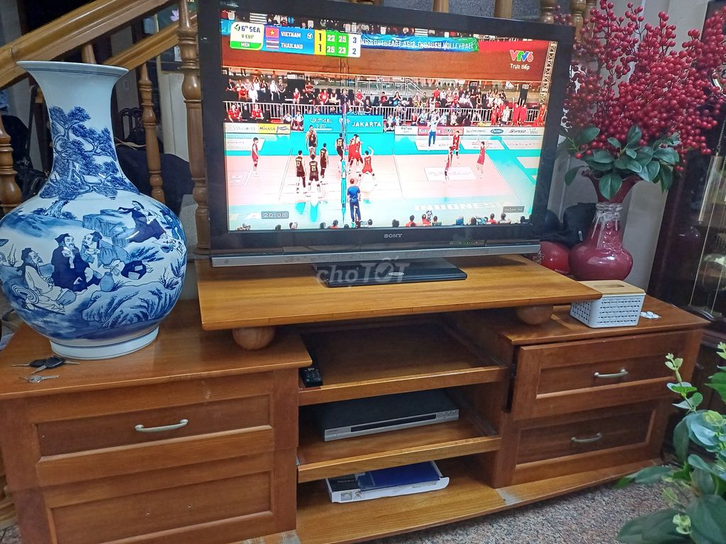Kệ tivi Gỗ thịt Vàng 4 ngăn 200cm x 40cm. Mua bán Tủ, kệ gia đình tại Quận Lê Chân Hải Phòng được đăng bởi Phạm Thị Hương hình 1